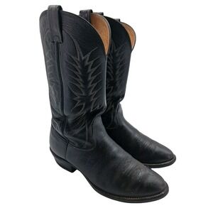 Nocona Boots Mens Size 9.5 Black Leather Western Cowboy Rodeo Made USA Boots